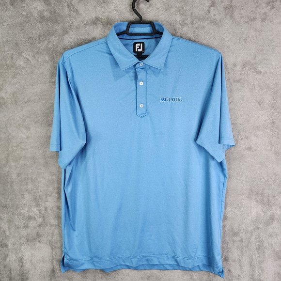 Mens Light Blue Footjoy Polo Shirt Mill Steel Logo Polyester & Spandex Size 2XL - Picture 2 of 9